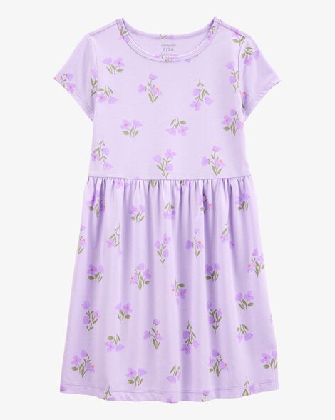  Product image 1 of Kid Floral Short-Sleeve Dress - Purple