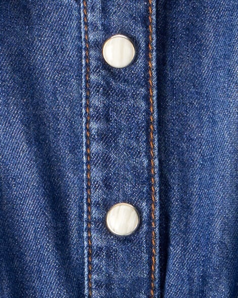 Toddler Girl Denim Cotton Long-Sleeve Jumpsuit - Smokey Wash