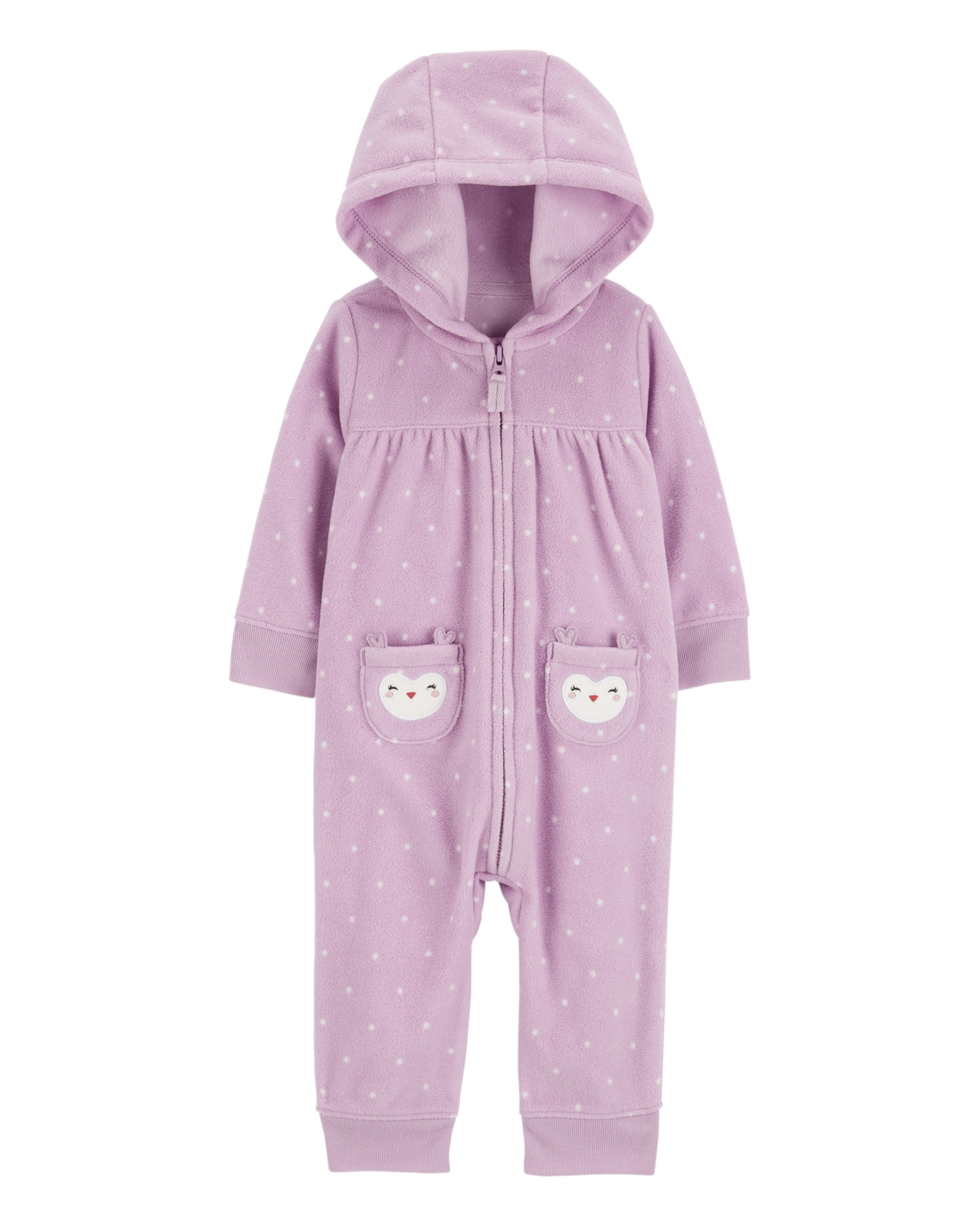 Baby Owl Hooded Zip Up Fleece Jumpsuit