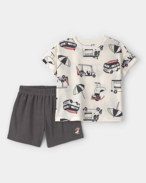 toddler boy 2-piece beach short-sleeve pajama set