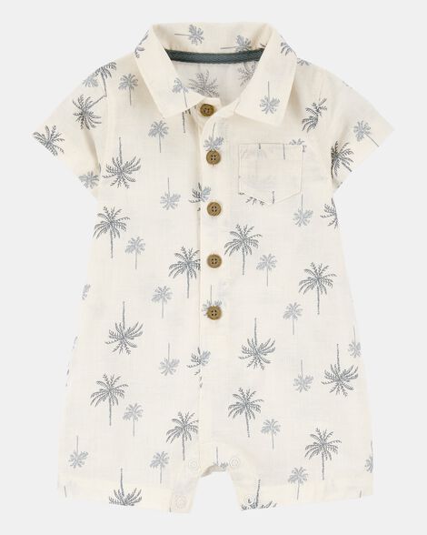 baby palm tree cotton romper