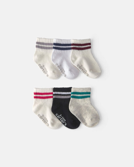 baby boy 6-pack varsity striped ankle socks
