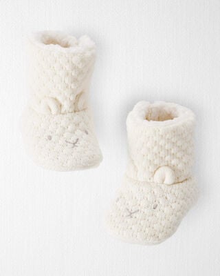 Baby Organic Cotton Crochet Booties in Cream