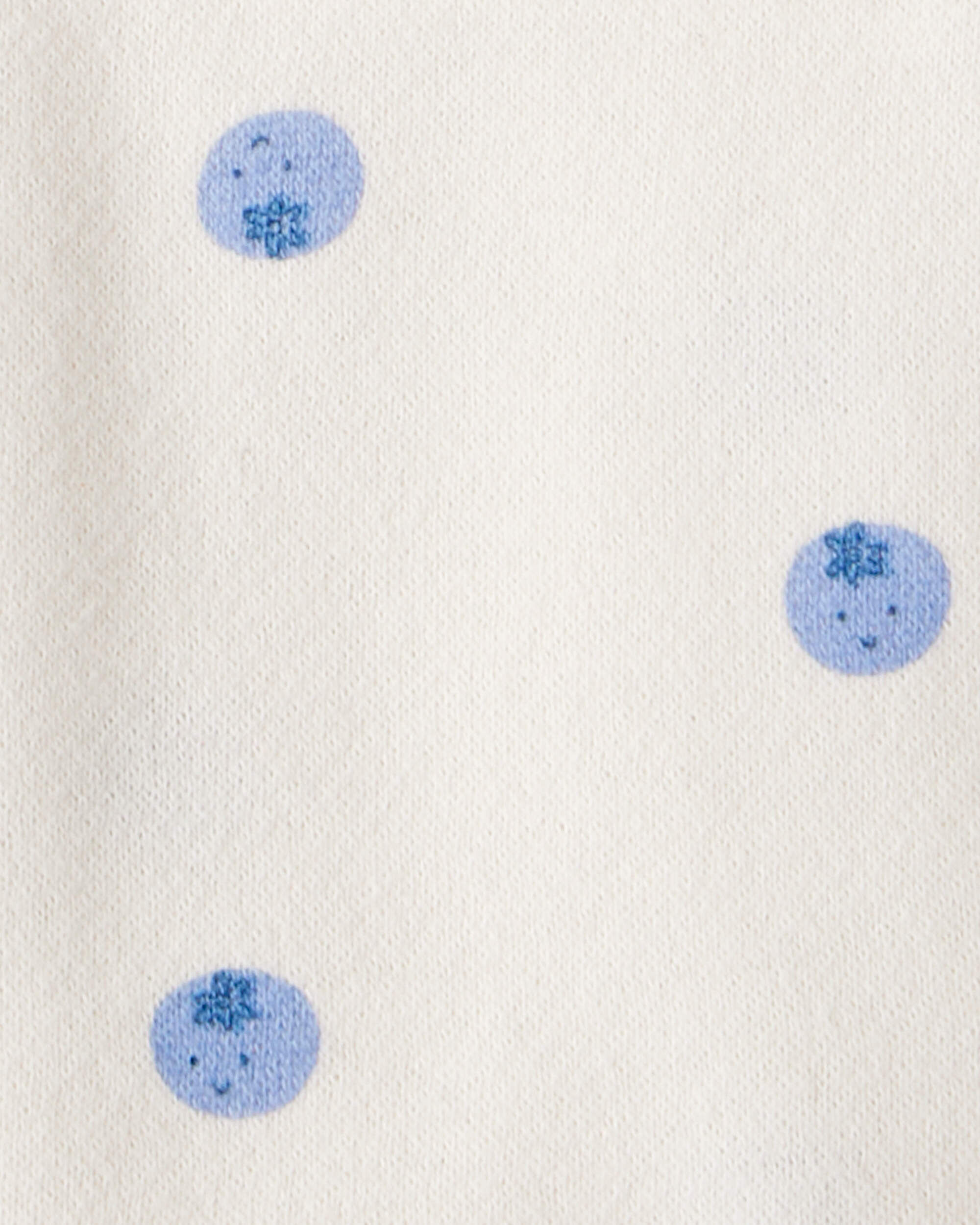 Baby Girl Blueberry Print Long-Sleeve Hoodie - Ivory