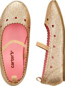 Gold - Toddler Glitter Ballet Flat Shoes, Selected