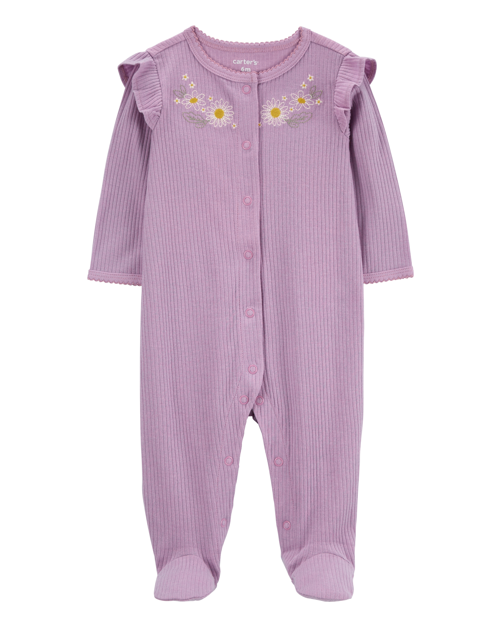 Baby Floral Snap-Up Ribbed Sleep & Play Pajamas