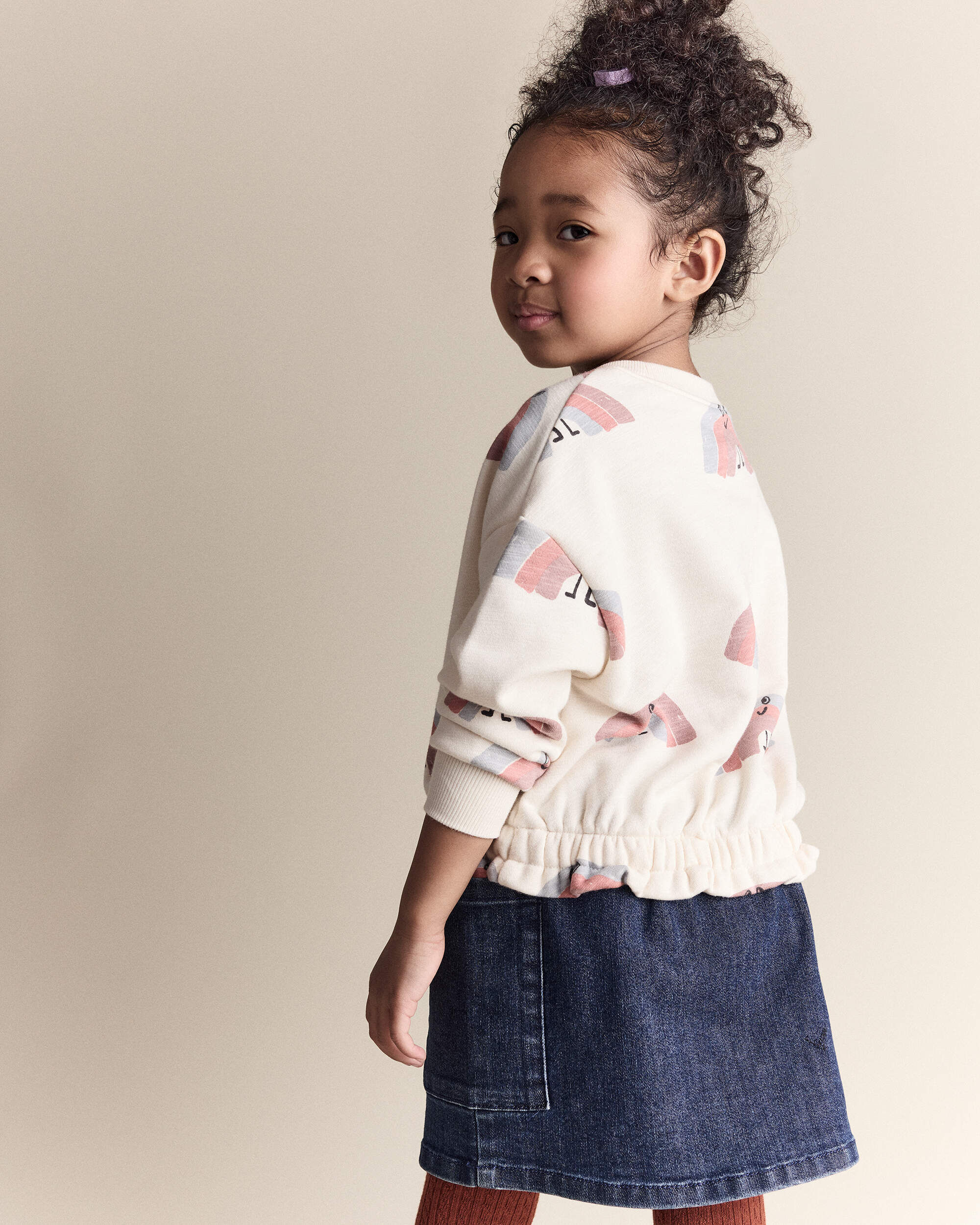 Toddler Girl Denim Skirt with Otter Pockets - Blue