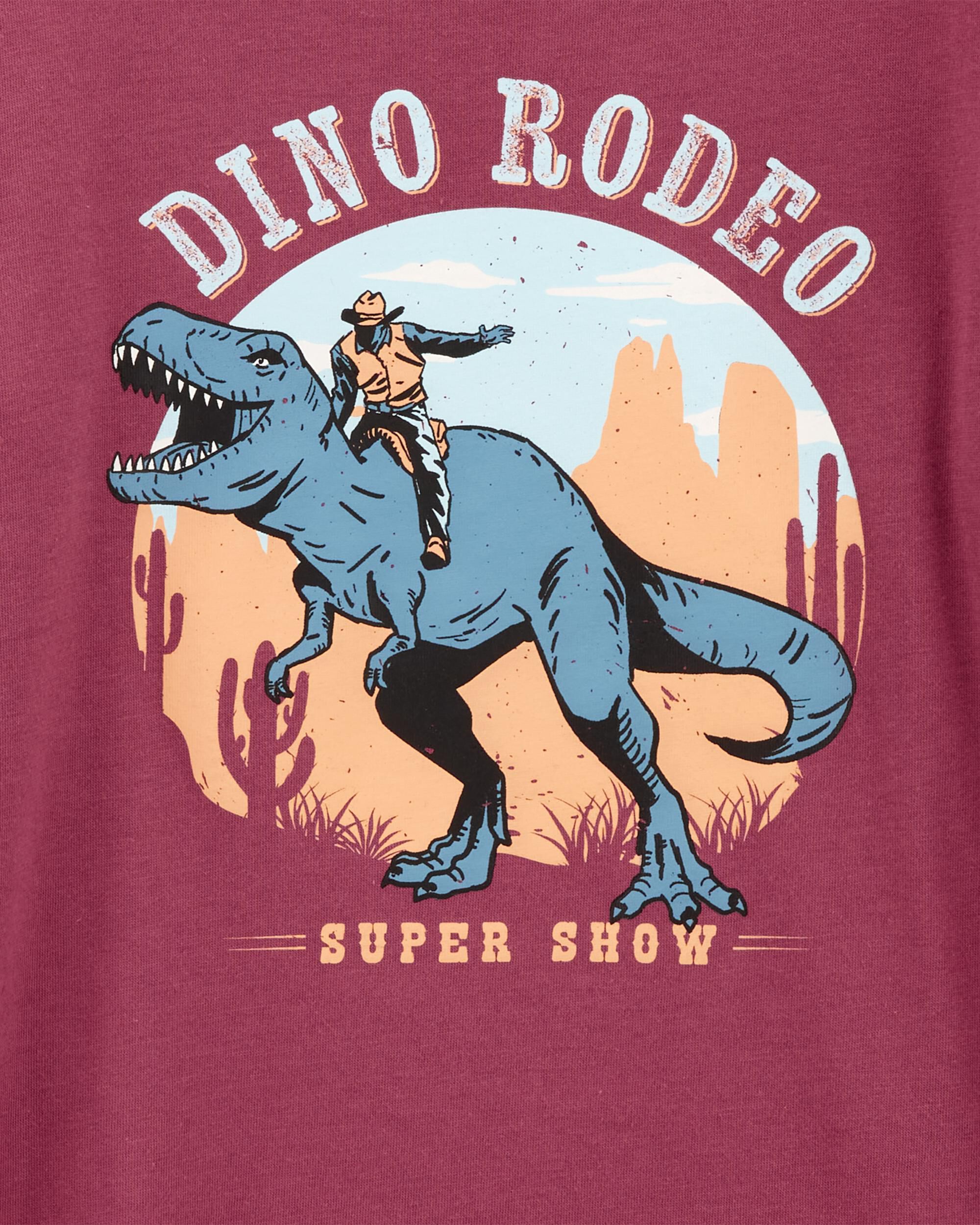 Kid Dino Rodeo Long-Sleeve Graphic Tee - Red