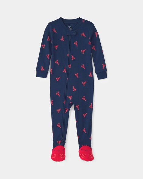 baby boy lobster 100% cotton snug fit 1-piece pajama - blue