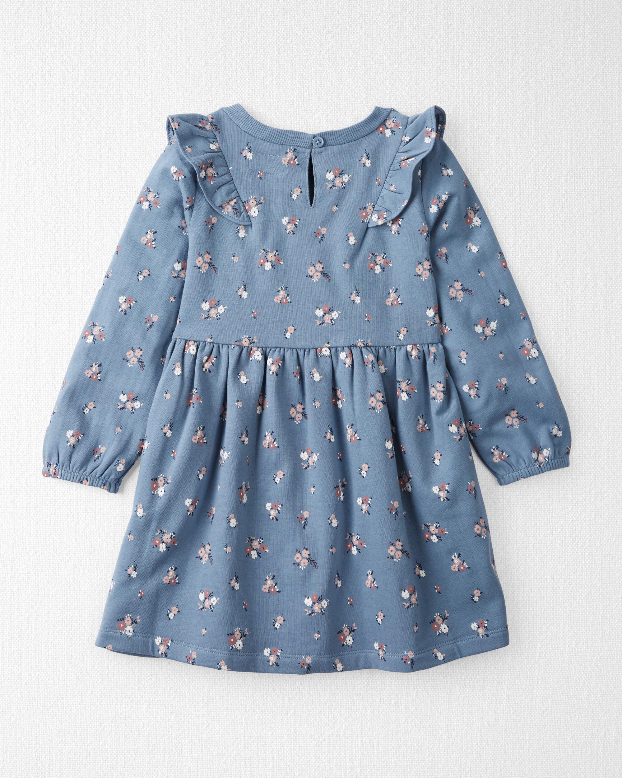 Toddler Long Sleeve Ruffle Dress Made with Organic Cotton in Floral Print Little Planet Carter s