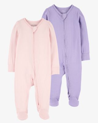 Product image 1 of Baby 2-Pack Zip-Up PurelySoft Sleep & Play Pajamas