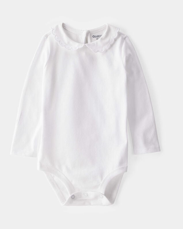 Product image 1 of Baby Scalloped Collar Long-Sleeve Bodysuit - White