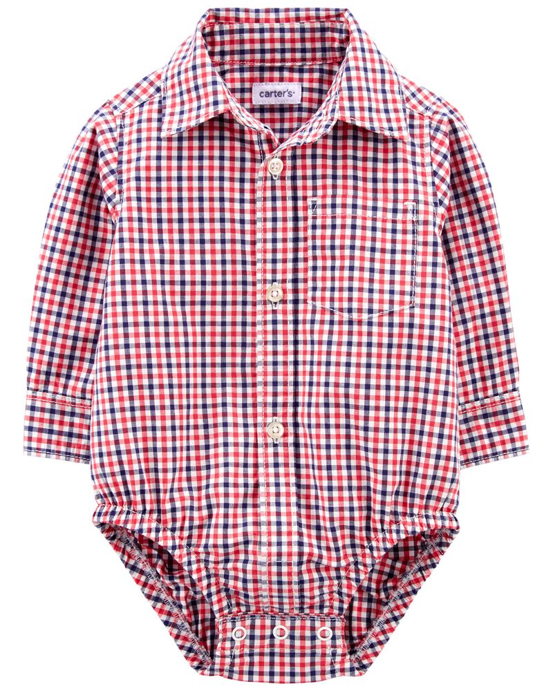 Plaid Poplin ButtonFront Bodysuit