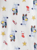 Toddler Bluey™ Print 100% Cotton Long-Sleeve Snug Fit 2-Piece Pajamas - White