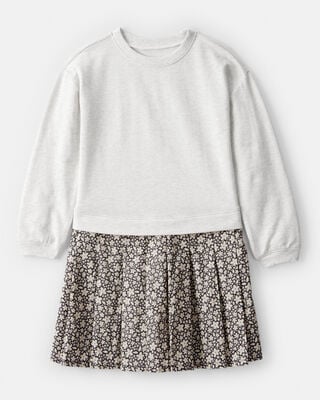 Girls 2-Piece Plaid Long-Sleeve Dress Set - Black/White