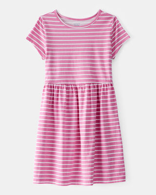 Product image 1 of Kid Striped Short-Sleeve Dress - Pink