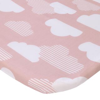 Product image 1 of Skip Hop Cozy-Up 2-in-1 Bedside Sleeper 100% Cotton Fitted Bassinet Sheet - Pink & White Clouds