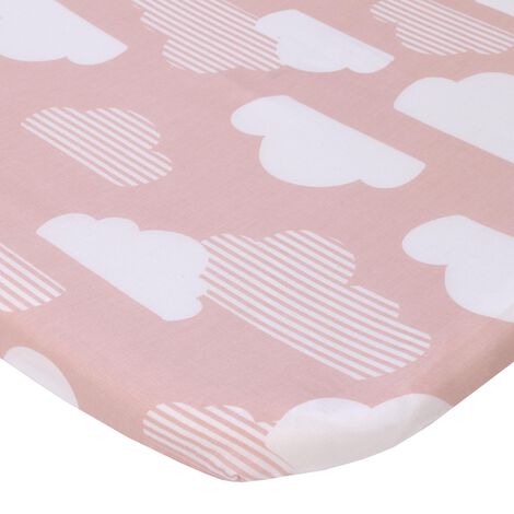  Product image 1 of Skip Hop Cozy-Up 2-in-1 Bedside Sleeper 100% Cotton Fitted Bassinet Sheet - Pink & White Clouds