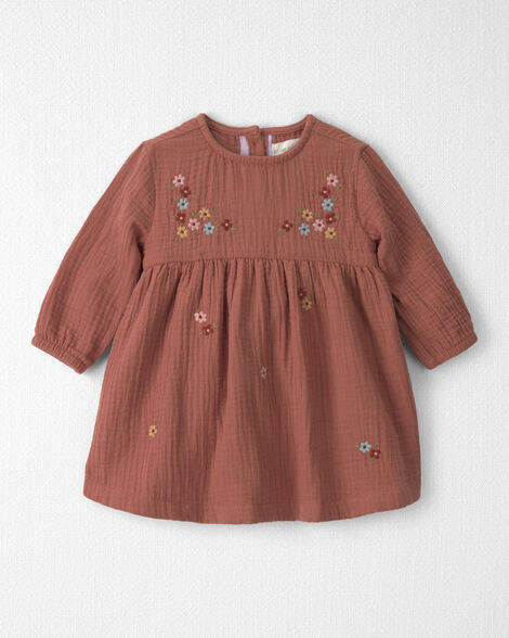 Baby Girl Organic Cotton Embroidered Gauze Dress