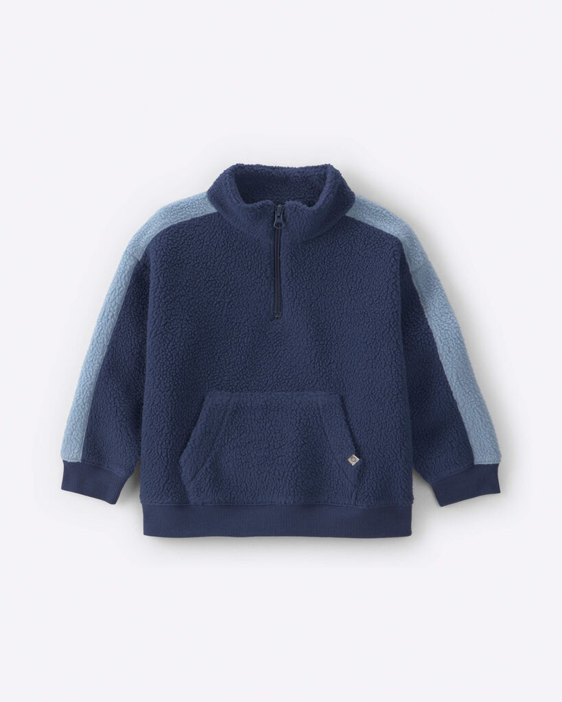 OshKosh B'gosh Toddler Boy Floral Fleece Pullover 12M Navy Blue
