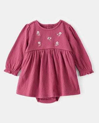 Product image 1 of Baby Embroidered Floral Bodysuit Dress - Pink