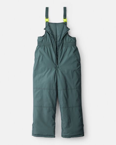 Boys 2-Piece Dinosaur Hooded Snowsuit Jacket & Bib Set - Green/Blue
