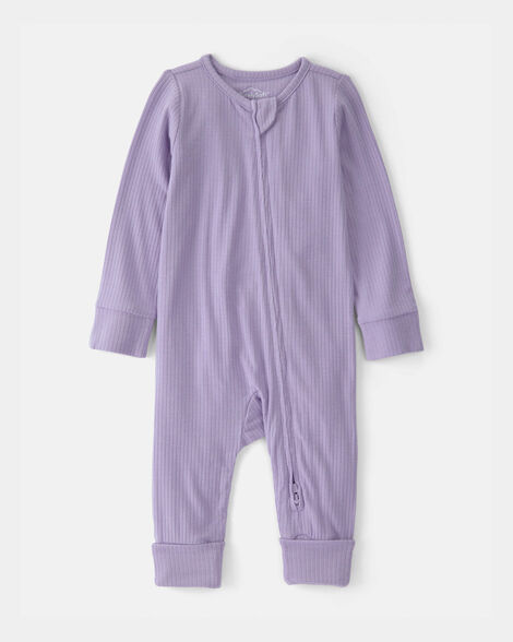 baby girl 2-way zip purelysoft sleep & play pajama - purple