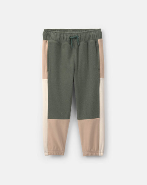 toddler boy color block joggers - green/khaki