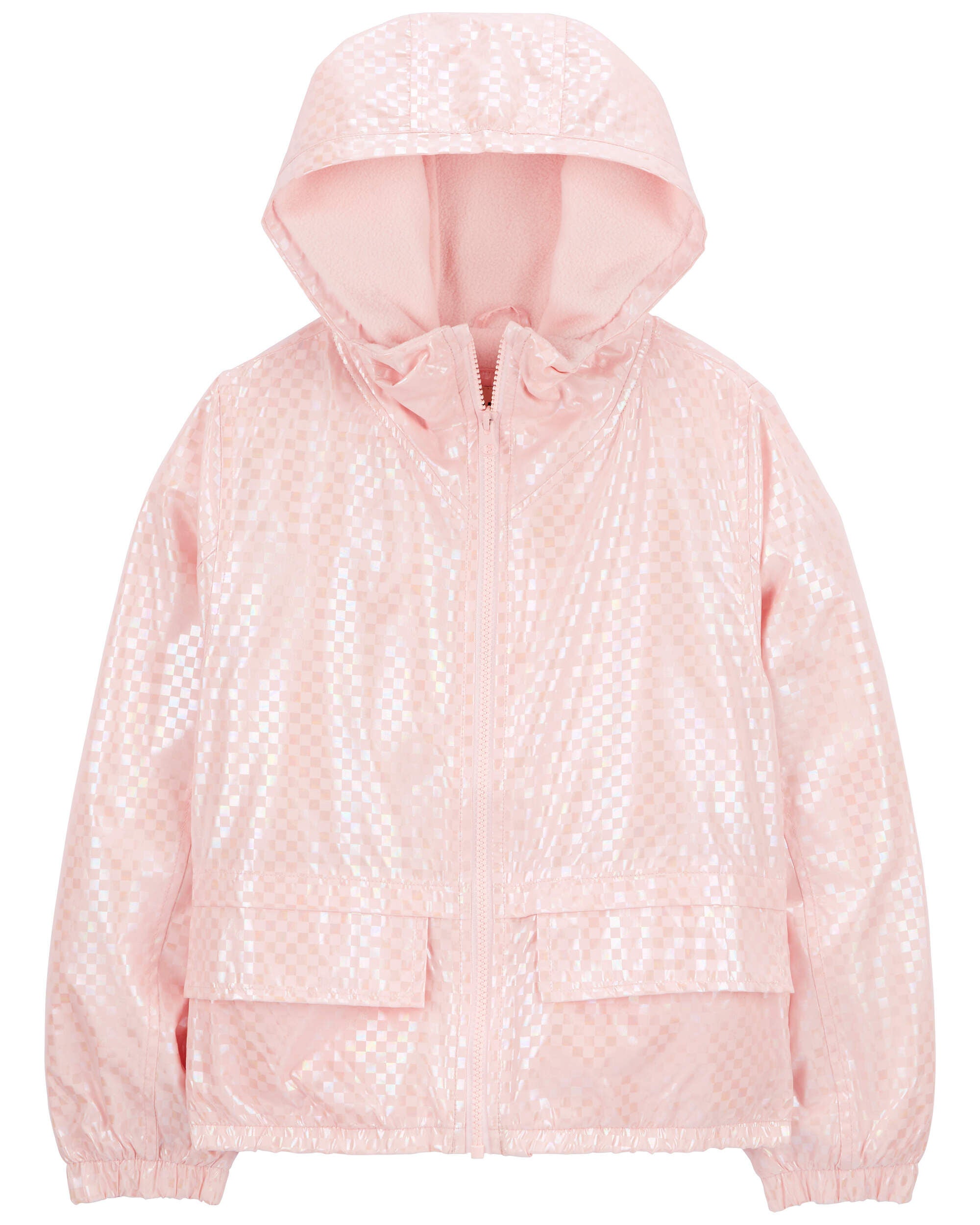 Kid Metallic Checkered Fleece-Lined Midweight Jacket