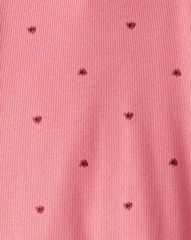 Product image 2 of Girls Ribbed Heart Print Short-Sleeve Shirt - Pink