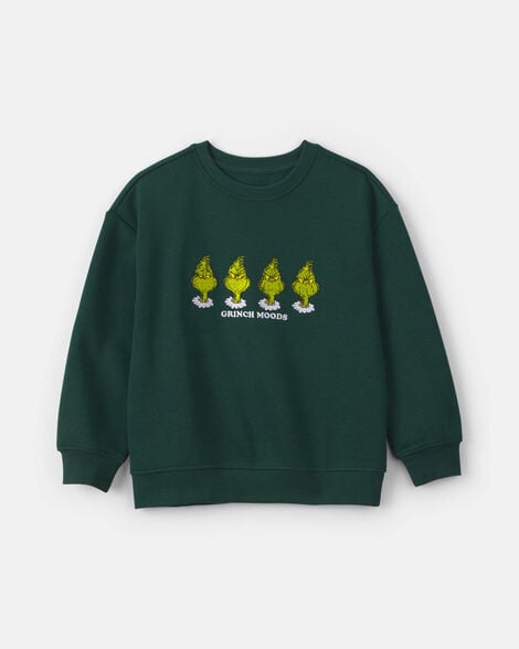 boys dr. seuss™ the grinch embroidered christmas fleece pullover sweatshirt - green