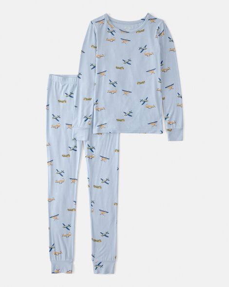 boys plane purelysoft 2-piece pajama set - blue