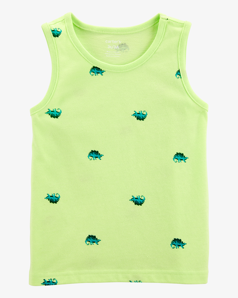baby boy dinosaur graphic tank - neon yellow
