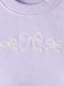 Purple - Baby Girl Bow Print Tulle Cotton Dress - Purple, Selected