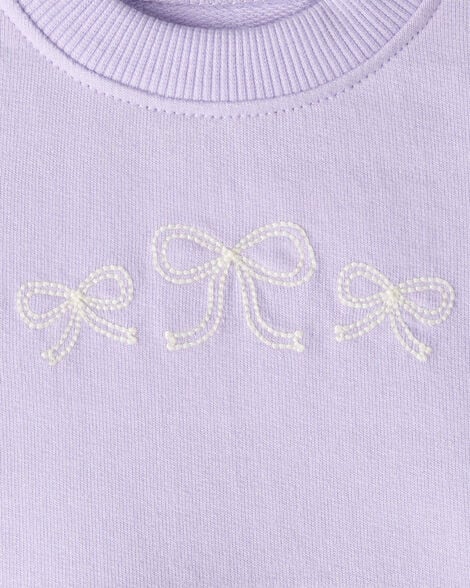Product image 4 of Baby Girl Bow Print Tulle Cotton Dress - Purple