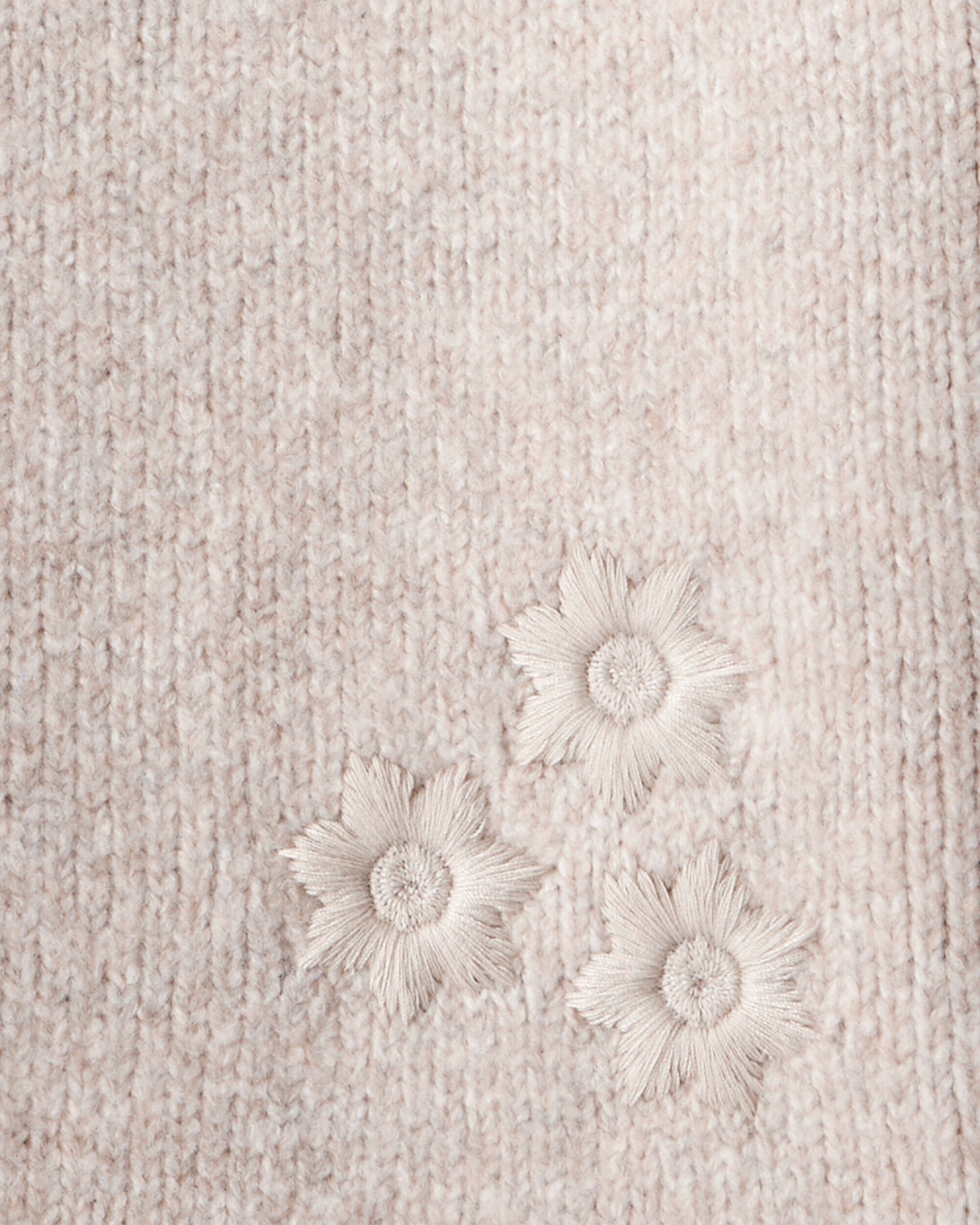 Toddler Girl Floral Long-Sleeve Sweater - Cream