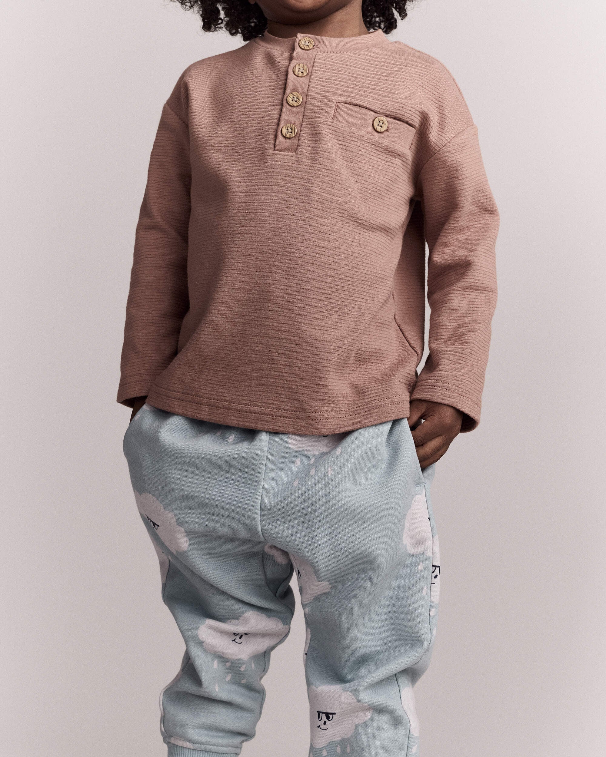Otter Avenue Toddler Boy Long Sleeve Henley 12M Mocha Brown 14$
