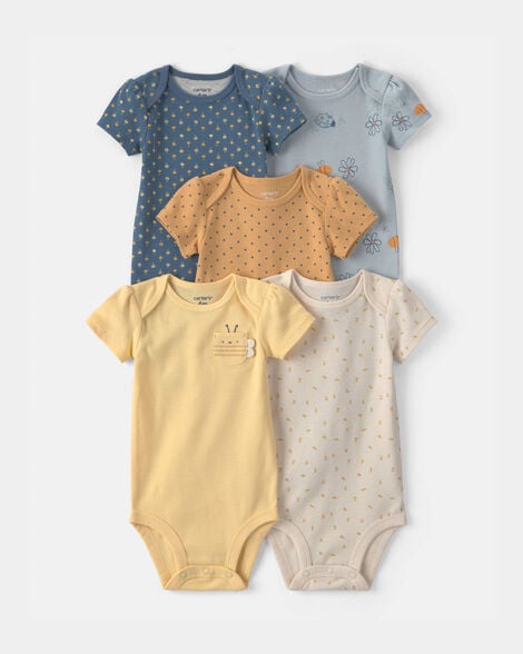 baby girl 5-pack floral multipack bodysuits - yellow/blue