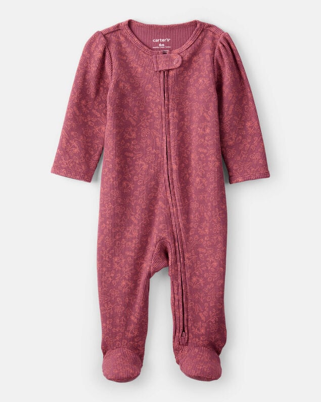 Product image 1 of Baby Girl Floral Print Cotton Long-Sleeve 2-Way Zip Sleep & Play - Pink