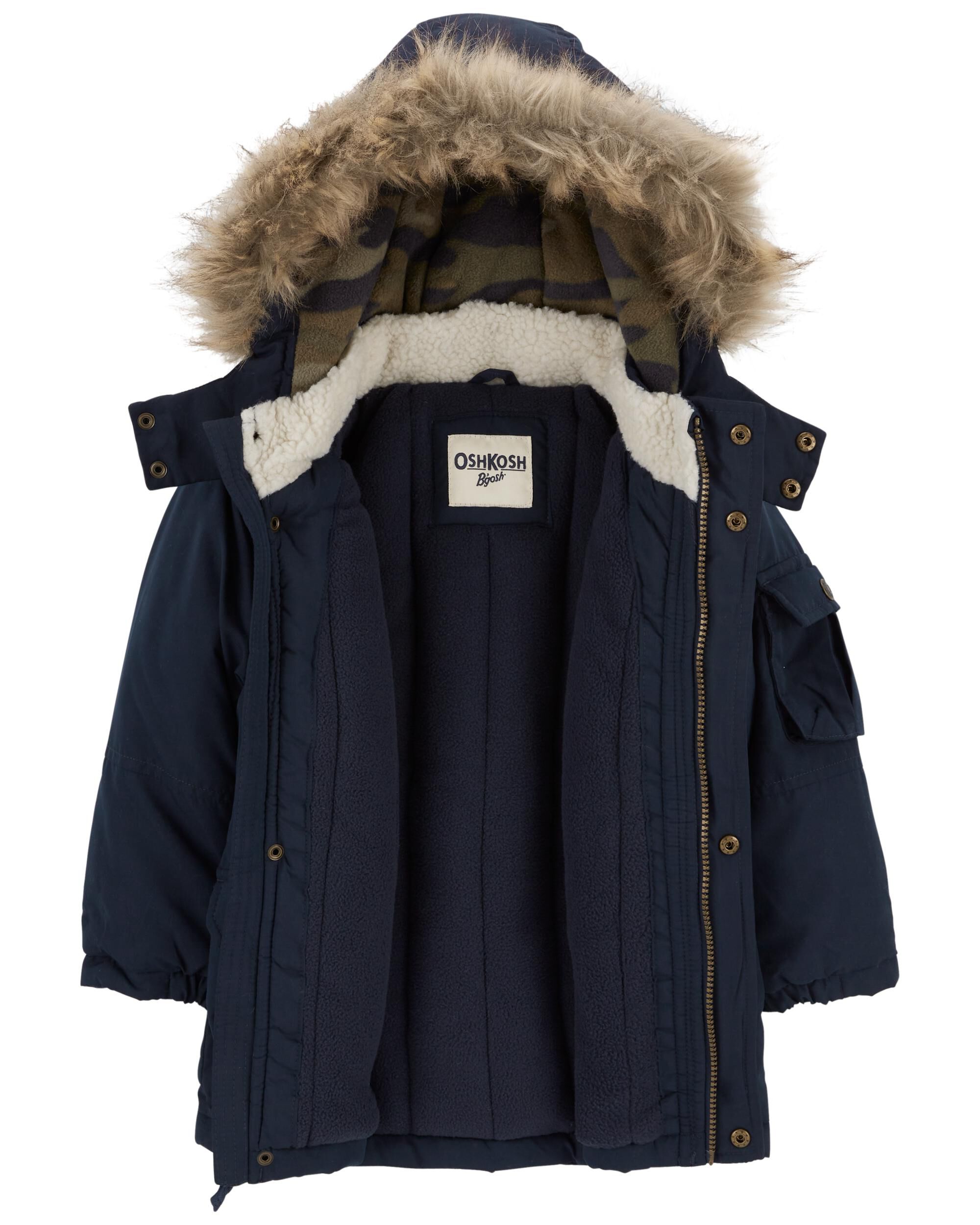 Kid Fleece Lined Midweight Jacket with Faux Fur OshKosh Carter s