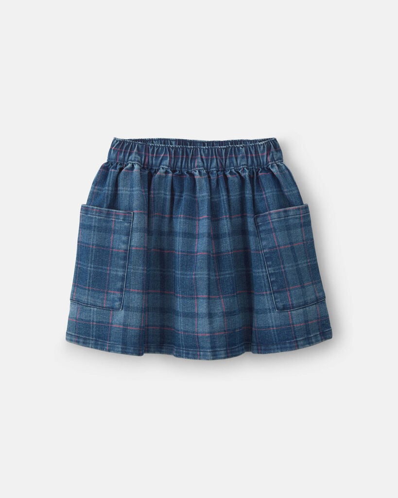 OshKosh B'gosh Girls Plaid Denim Skirt - Dark Wash 10 Dark Wash