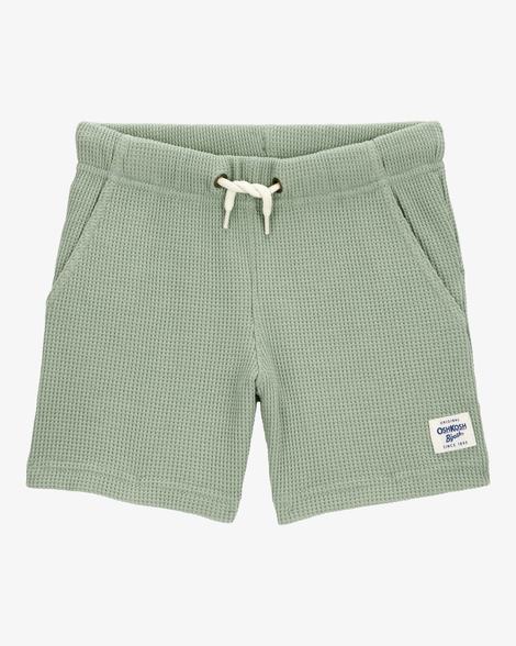 Baby Waffle Knit Drawstring Shorts - Green