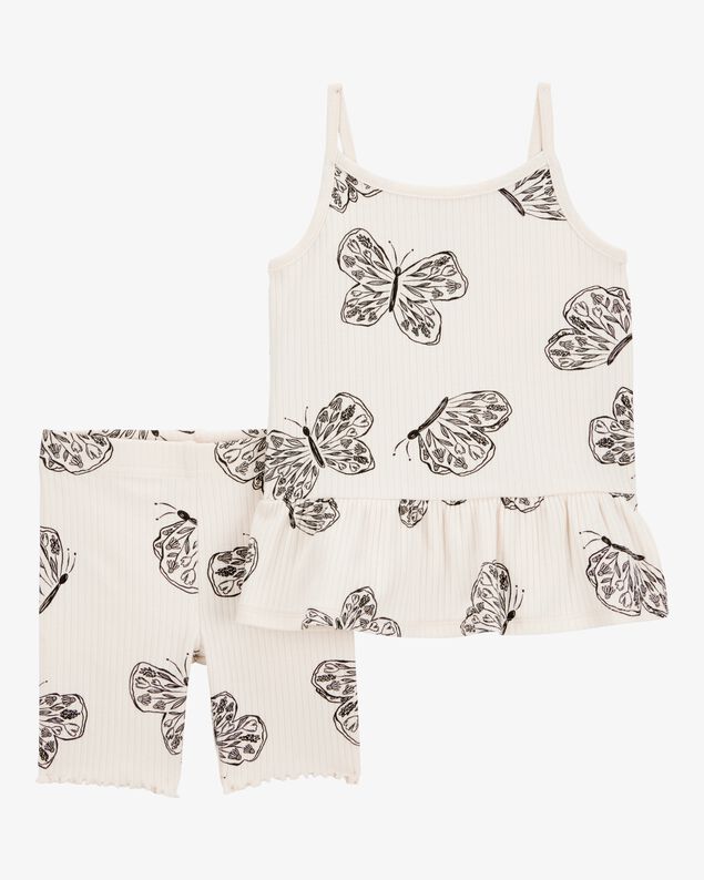 Product image 1 of Toddler 2-Piece Butterfly Tank & Bike Short Set - Ivory