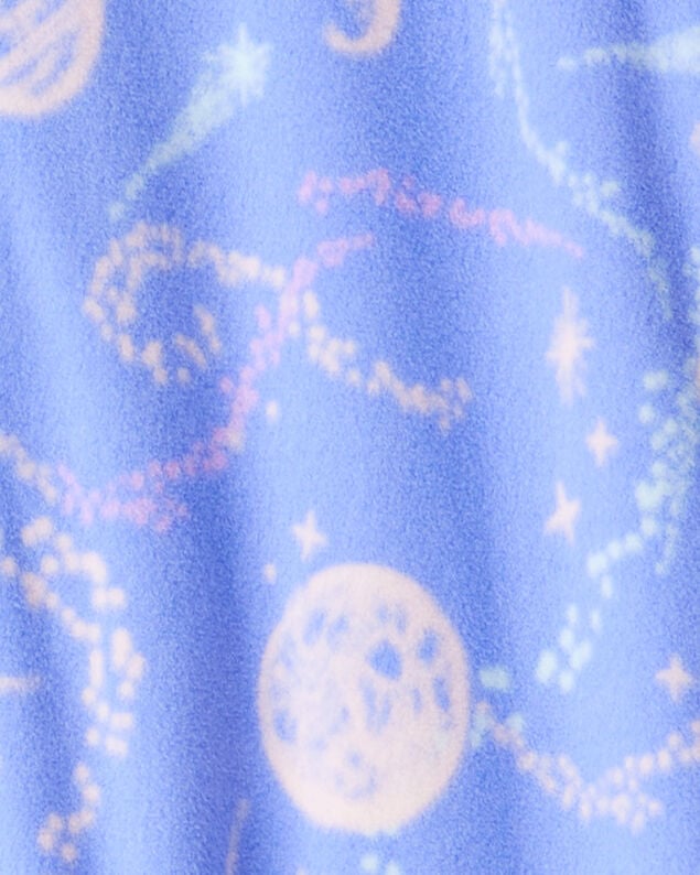 Product image 2 of Girls Space Print Loose Fit Long-Sleeve Zip-Up 1-Piece Pajamas - Blue