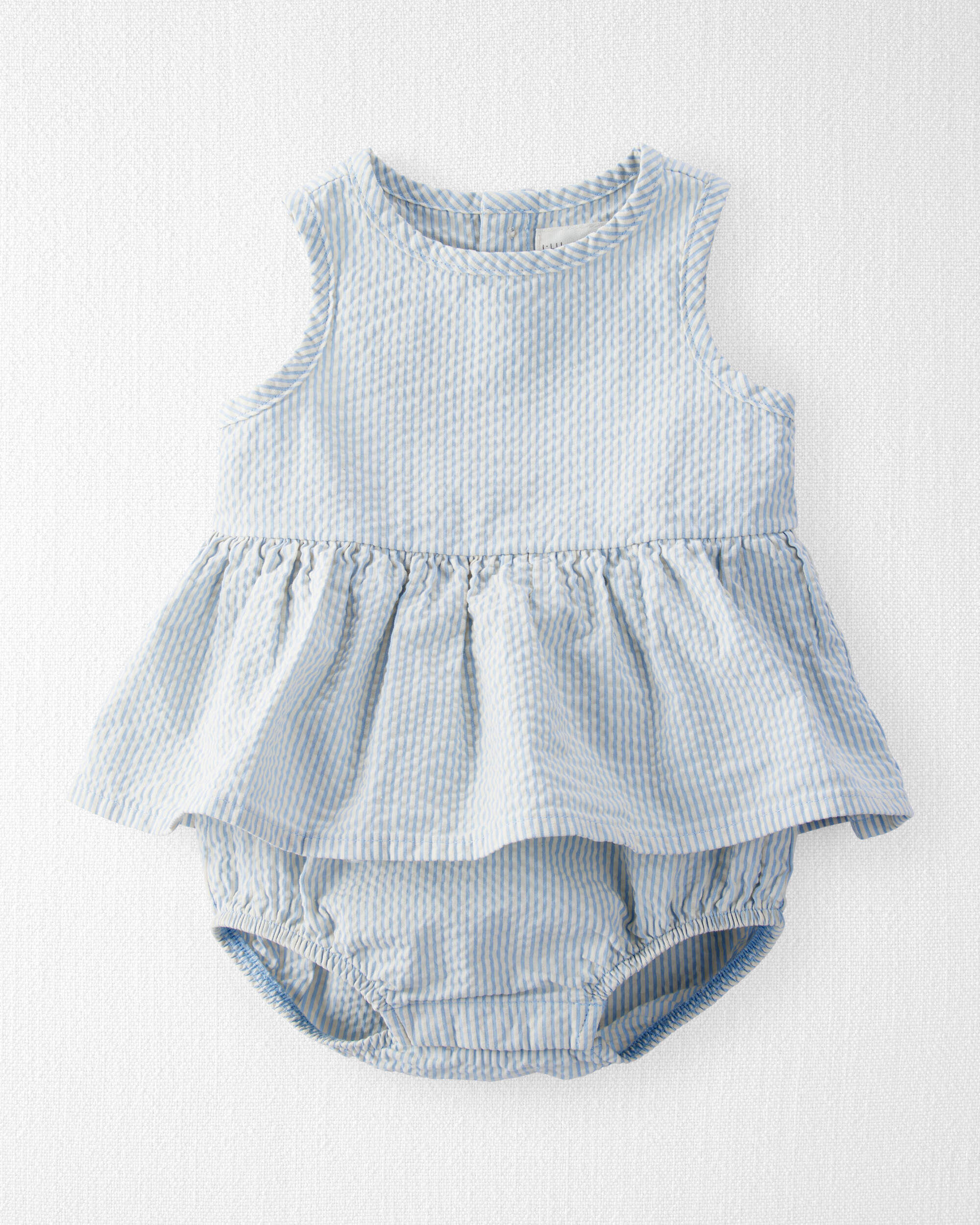 Baby Organic Cotton Seersucker Sunsuit - Little Planet