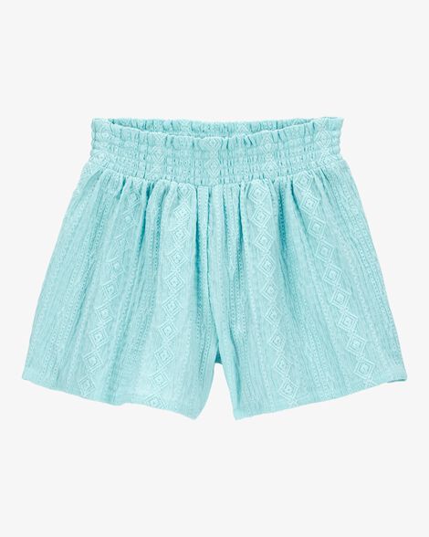 Product image 5 of Kid 2-Piece Ruched Textured Tank & Pull-On Smocked Shorts Set - Blue