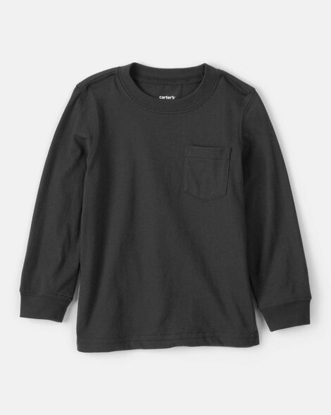 toddler boy long-sleeve pocket tee - black