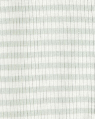 Product image 2 of Baby Striped 2-Way Zip Ribbed Sleep & Play Pajamas - Green/White