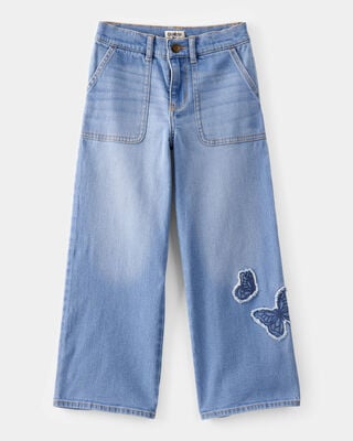 Product image 1 of Kid Baggy Butterfly Embroidered Jeans - Breeze Wash