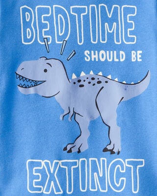 Product image 2 of Baby Boy Dinosaur Print 100% Cotton Long-Sleeve 4-Piece Pajamas - White/Blue